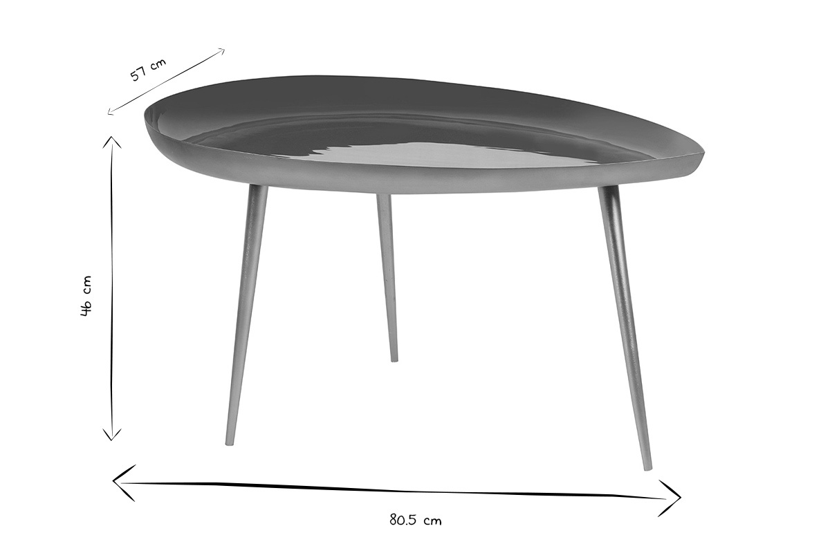 Table basse design en acier laqu bleu canard et dor L80 cm DROP
