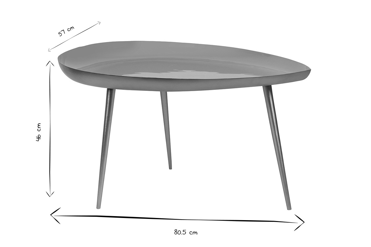 Table basse design en acier laqu jaune et dor L80 cm DROP