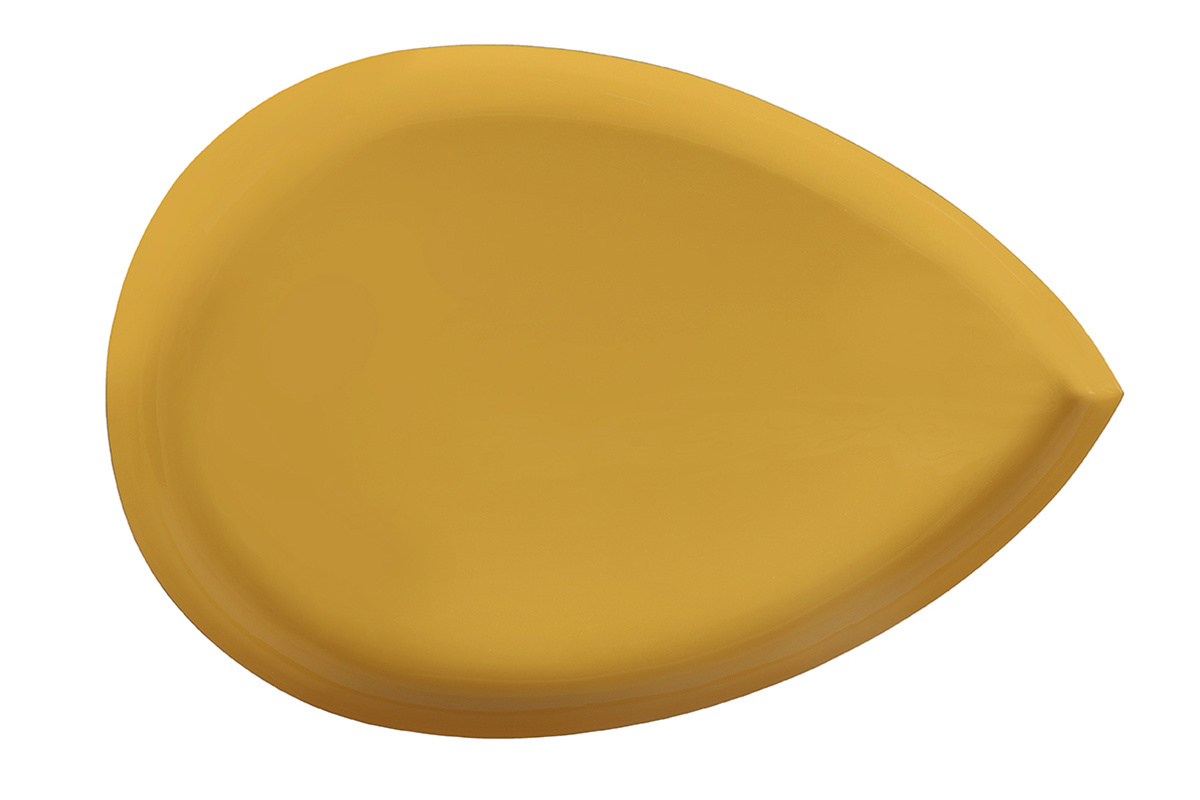 Table basse design en acier laqu jaune et dor L80 cm DROP