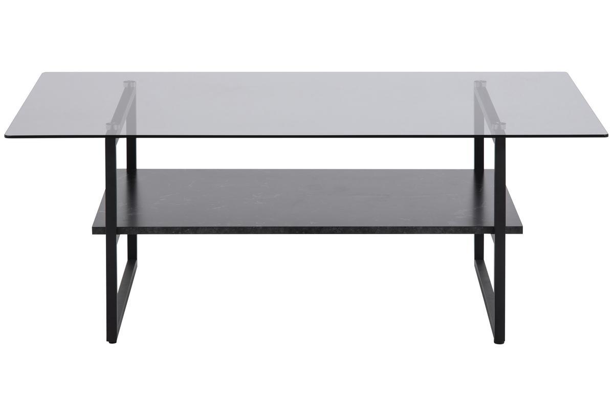 Table basse design en verre fum� avec �tag�re effet marbre noir ZAHO
