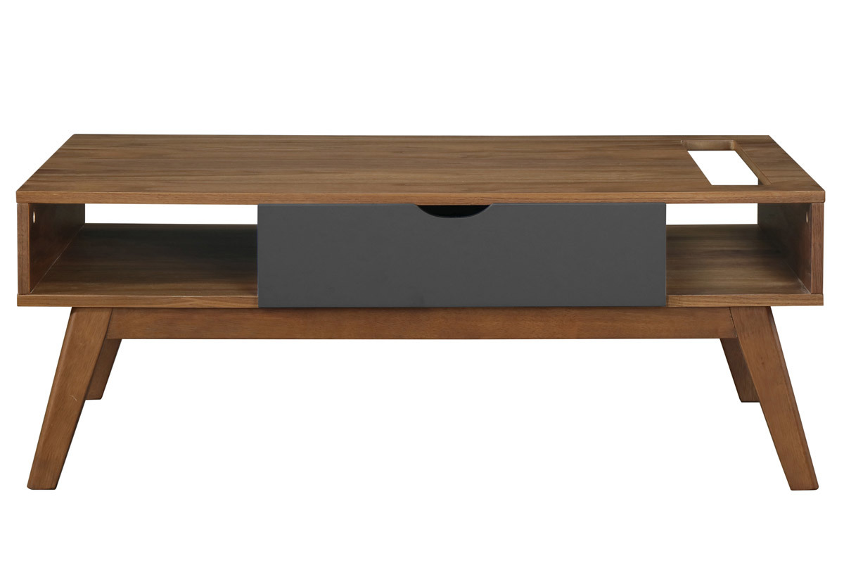 Table basse design gris anthracite et noyer NEELA