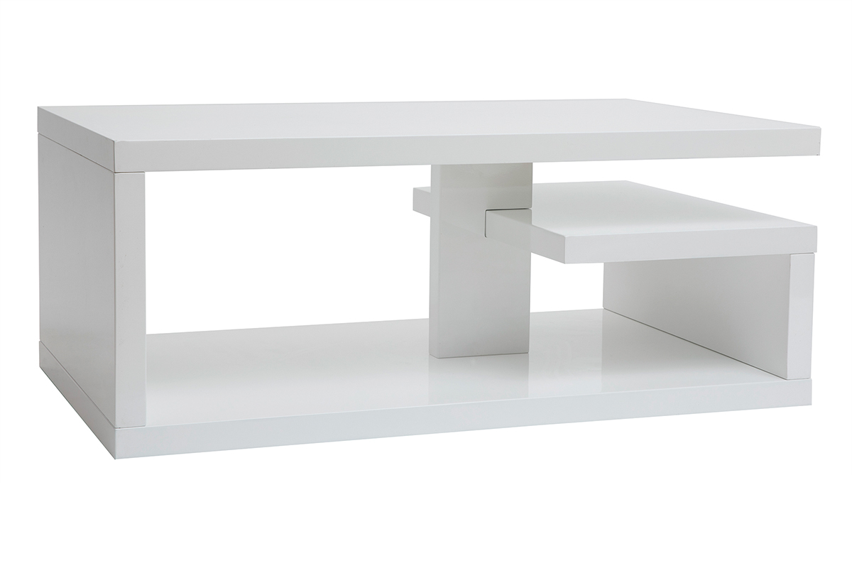 Table basse design laqu�e blanc L100 cm HALTON