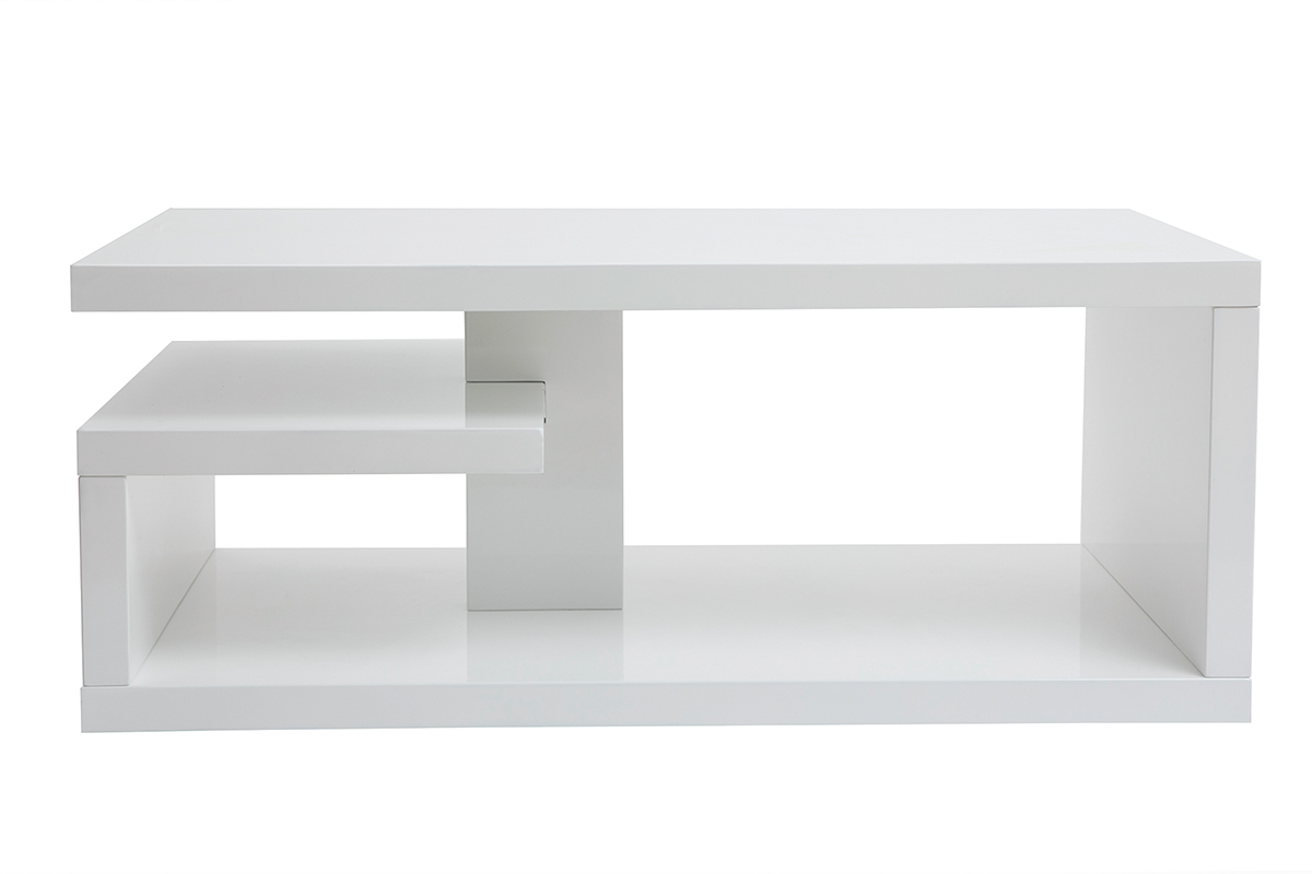 Table basse design laqu�e blanc L100 cm HALTON
