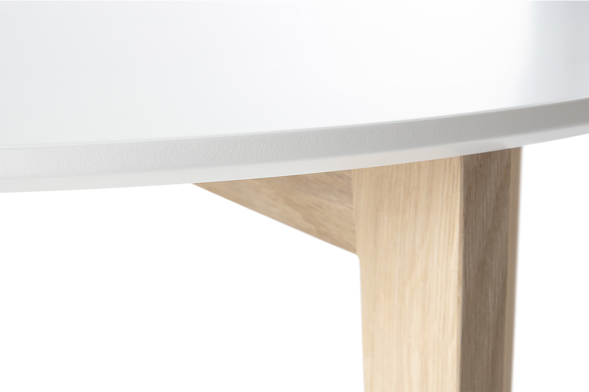 Table basse design laqu�e blanc mat et bois naturel LARGO