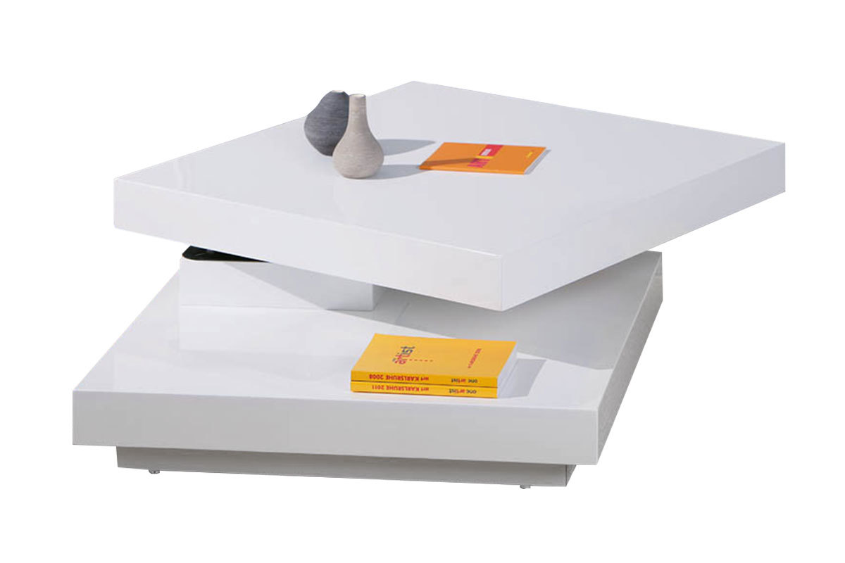 Table basse design laqu�e blanche DARIA