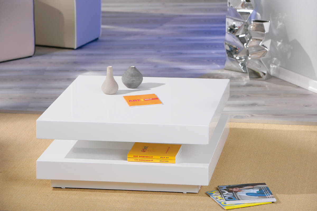 Table basse design laqu�e blanche DARIA