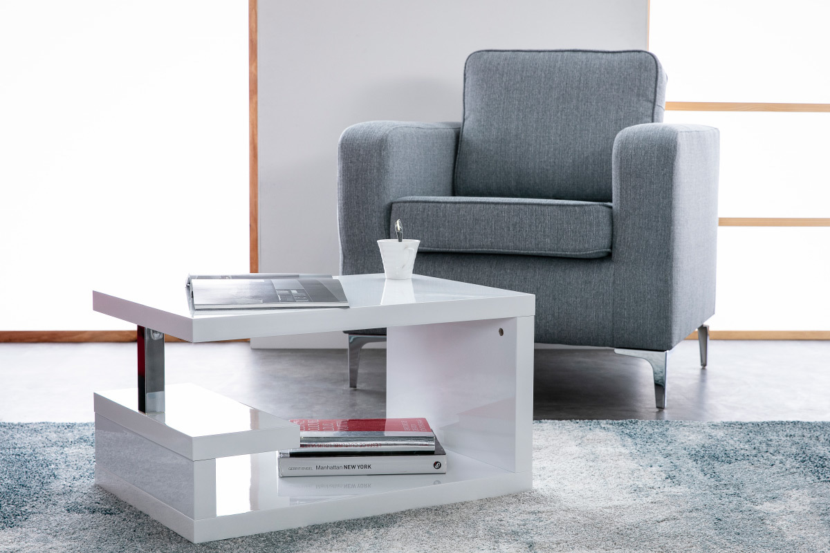 Table basse design laque blanche REX