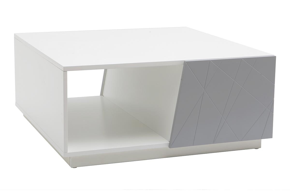 Table basse design laqu�e gris mat 90cm ALESSIA