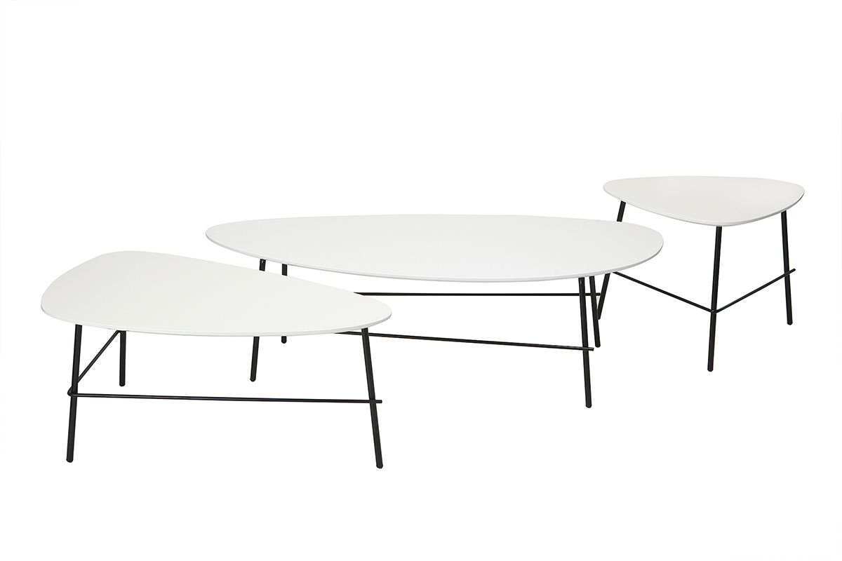 Table basse design m�tal blanc 131 cm BLOOM