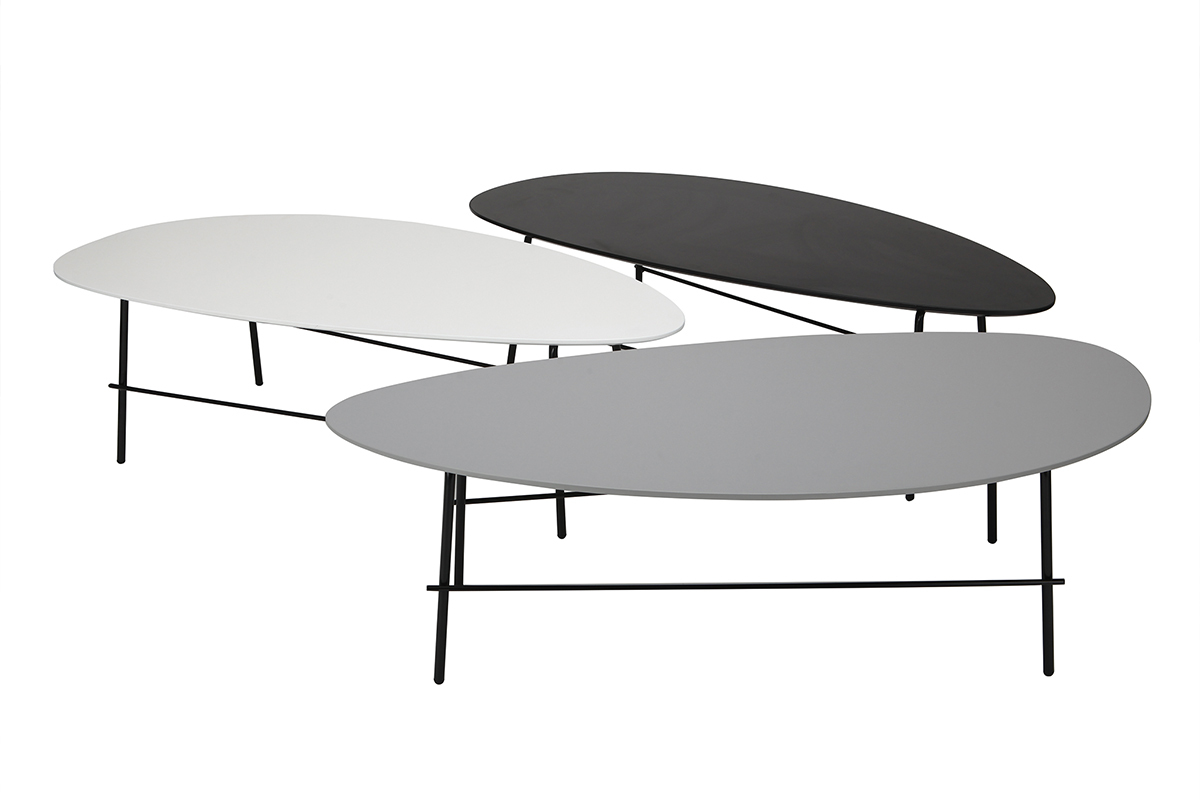 Table basse design m�tal blanc 131 cm BLOOM