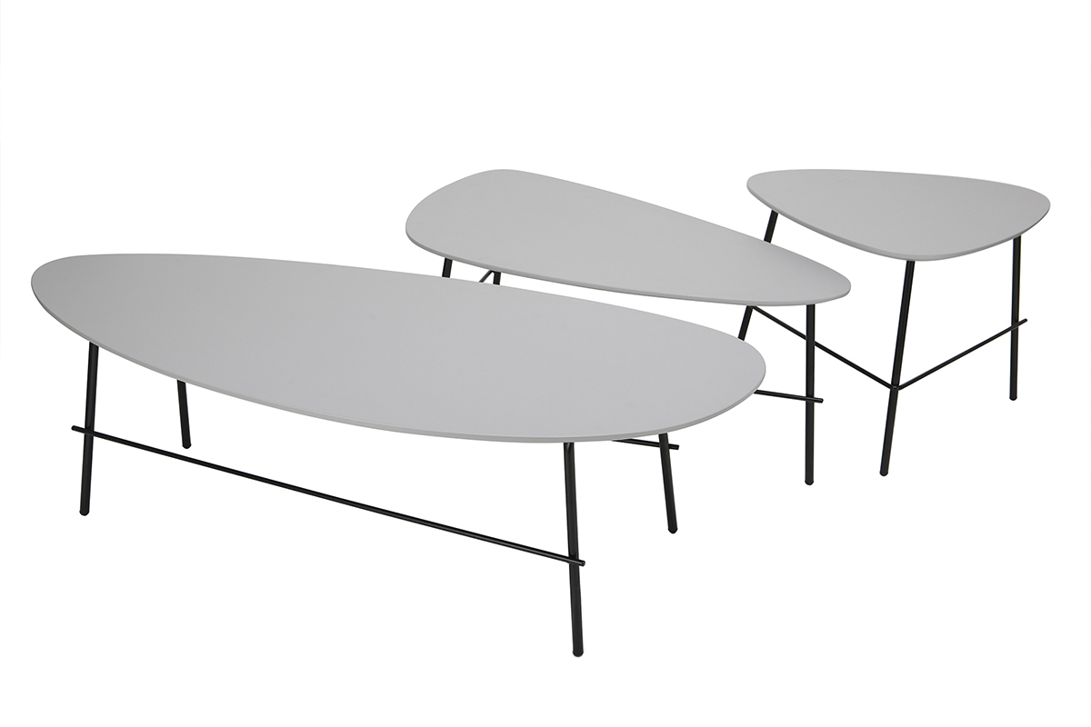 Table basse design m�tal gris L131 BLOOM