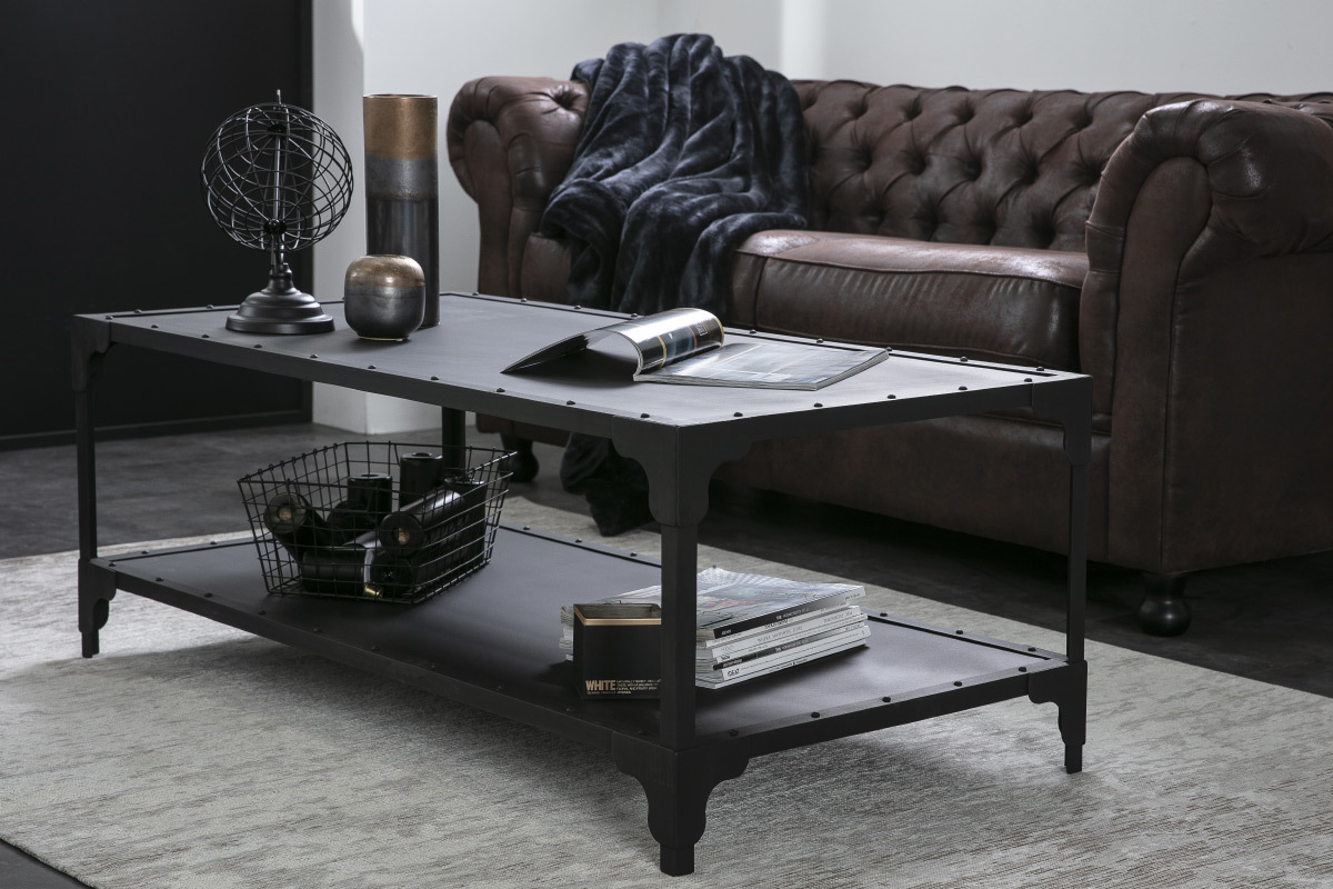 Table basse design m�tal noir L120 cm FACTORY