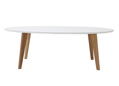 Table basse design ovale 120 cm blanc EKKA