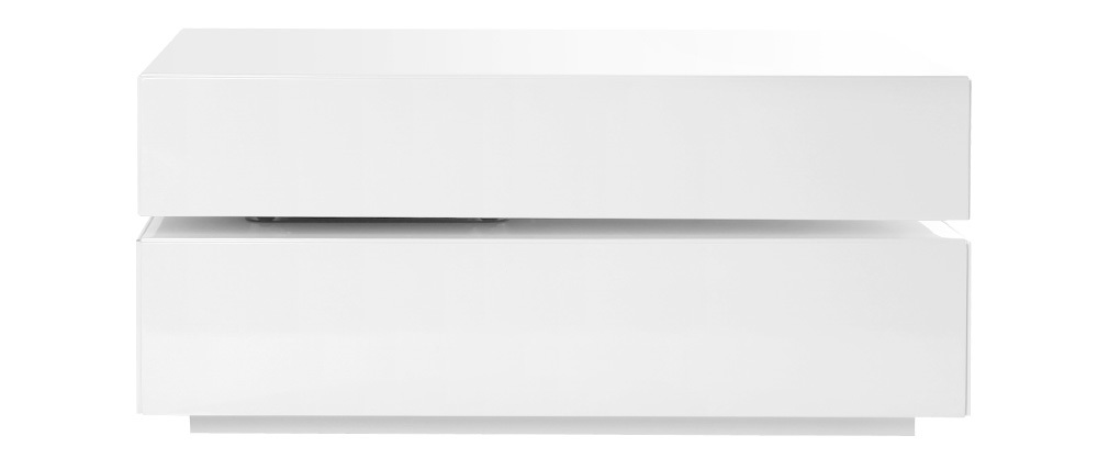 Table basse design pivotante 4 tiroirs blanc rectangulaire ELEA