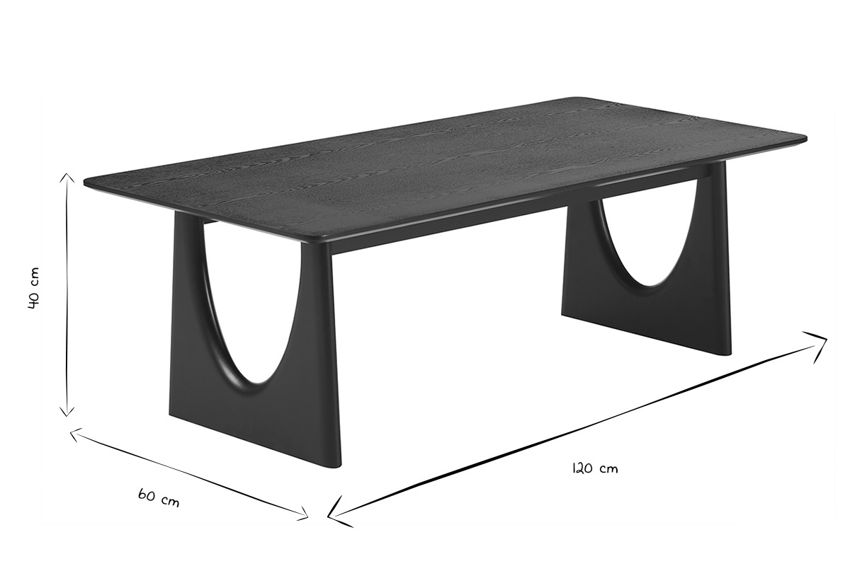 Table basse design rectangulaire noir L120 cm KUALA