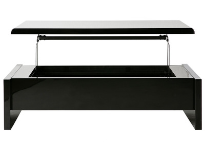 Table basse design r&eacute;glable noire avec rangement LOLA