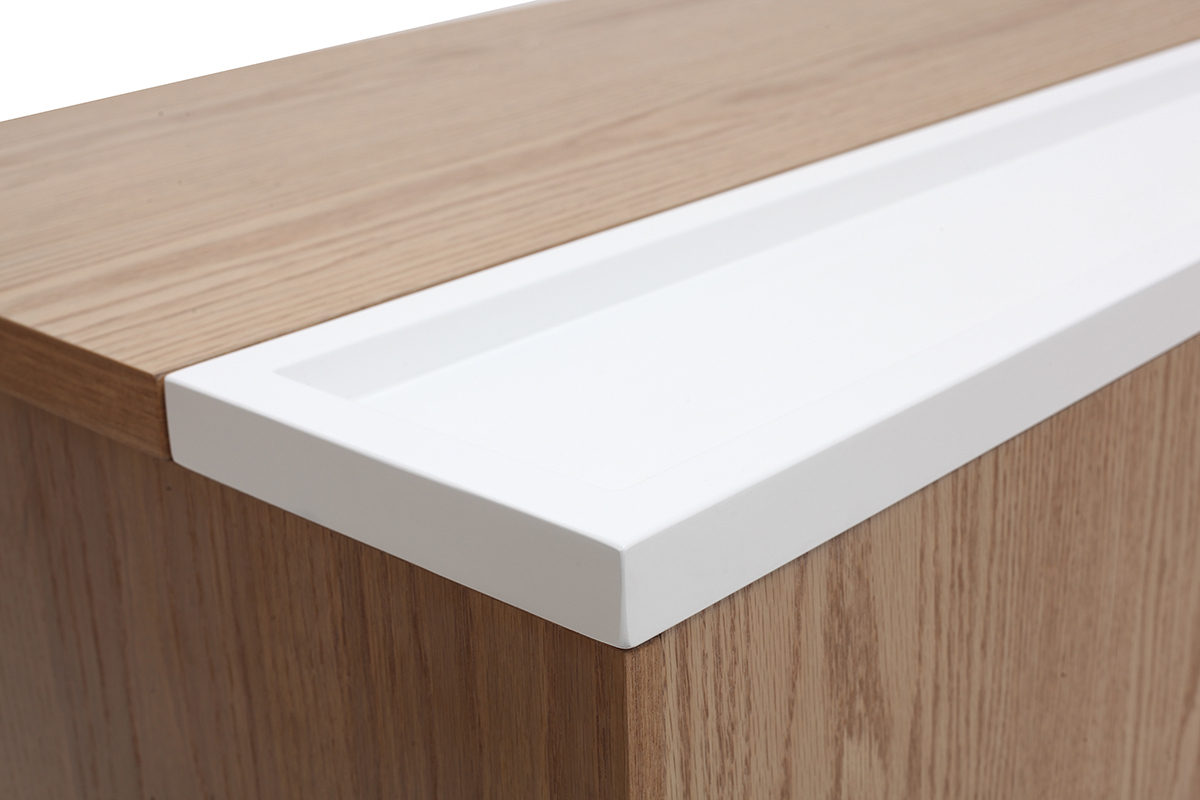 Table basse design relevable bois et blanc avec rangement URBAN