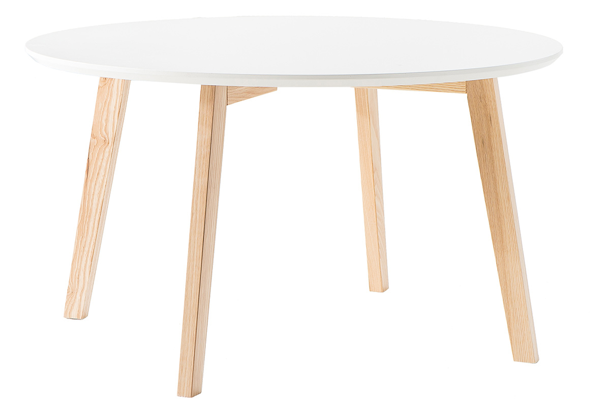Table basse design ronde blanc mat D80 cm SARA