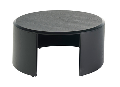 Table basse design ronde bois noir D80 cm ZAHRA
