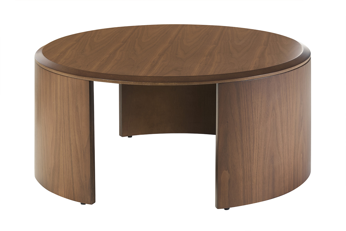 Table basse design ronde en bois fonc� noyer D80 cm ZAHRA