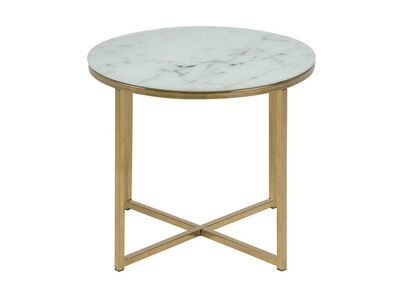 Table basse effet marbre 50cm SILAS - Table basse effet marbre 50cm SILAS
