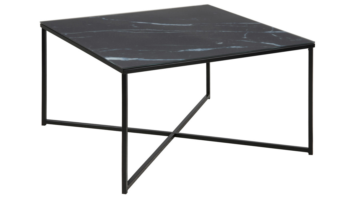 Table basse effet marbre noir bleut ALCINO