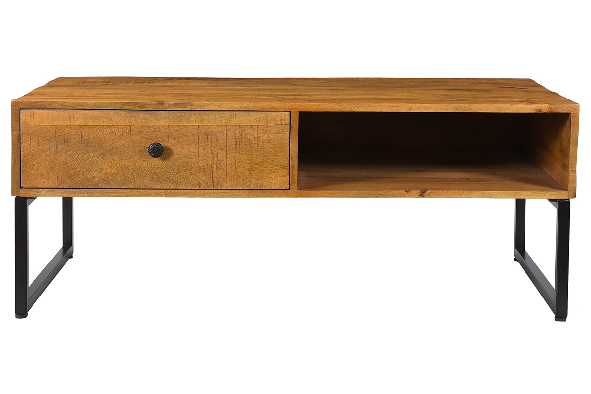 Table basse en manguier massif et m�tal CHENY