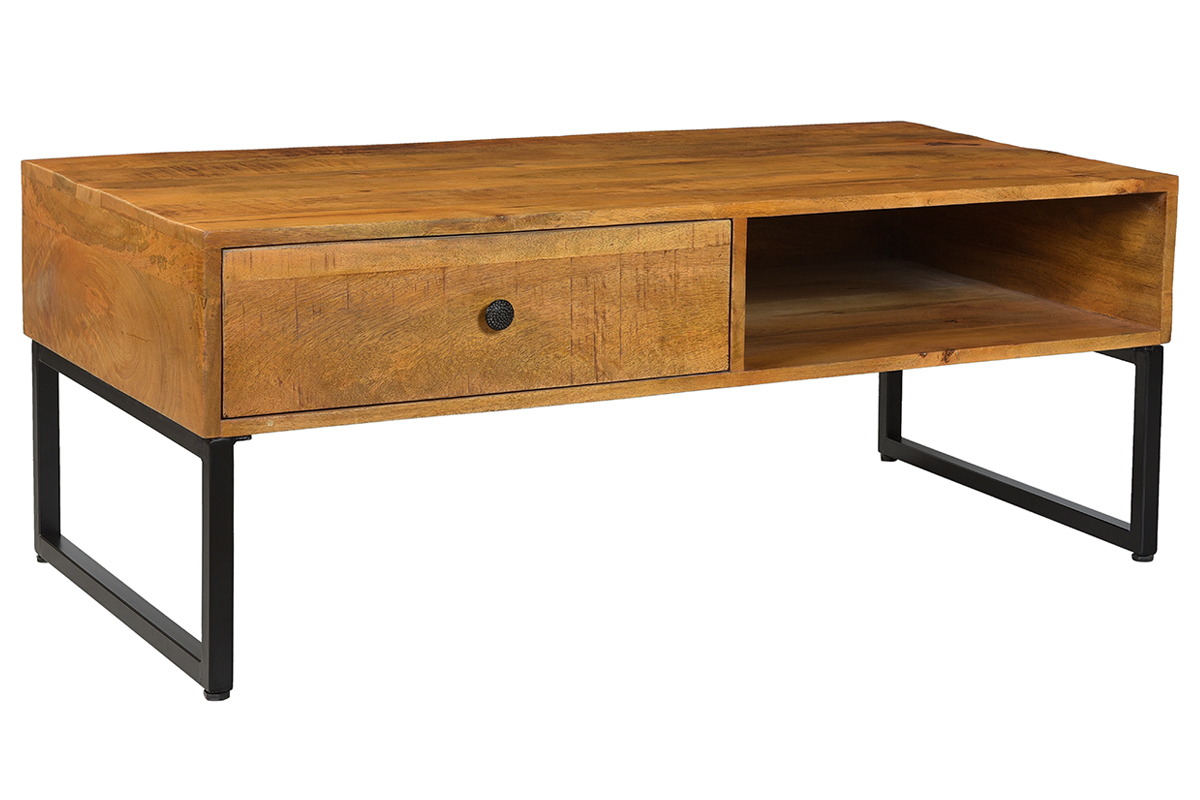 Table basse en manguier massif et m�tal CHENY