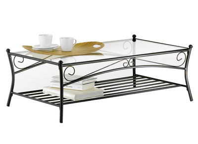 Table basse en verre et acier rectangulaire Florence