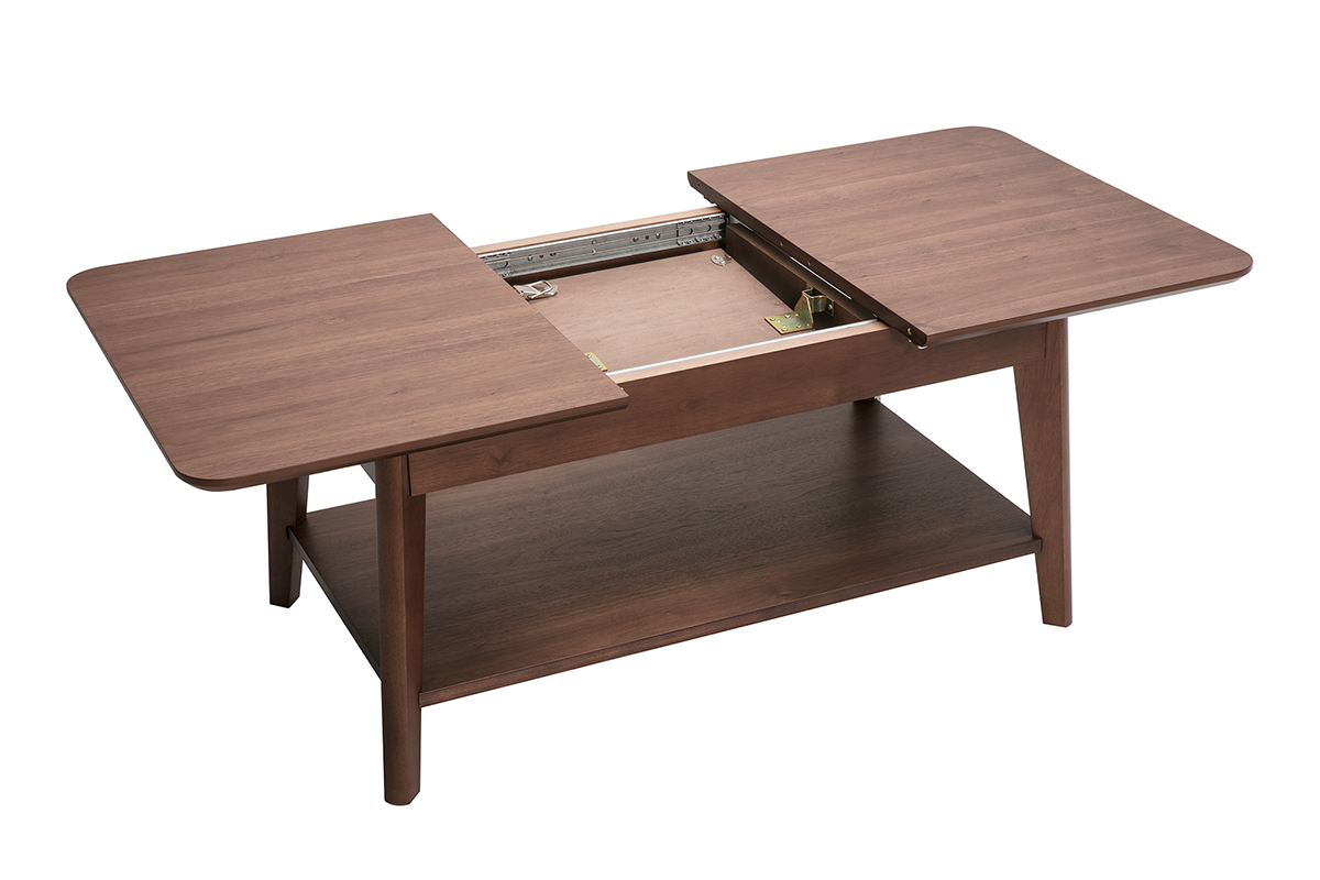 Table basse extensible rectangulaire en bois fonc� L90-120 cm VILI