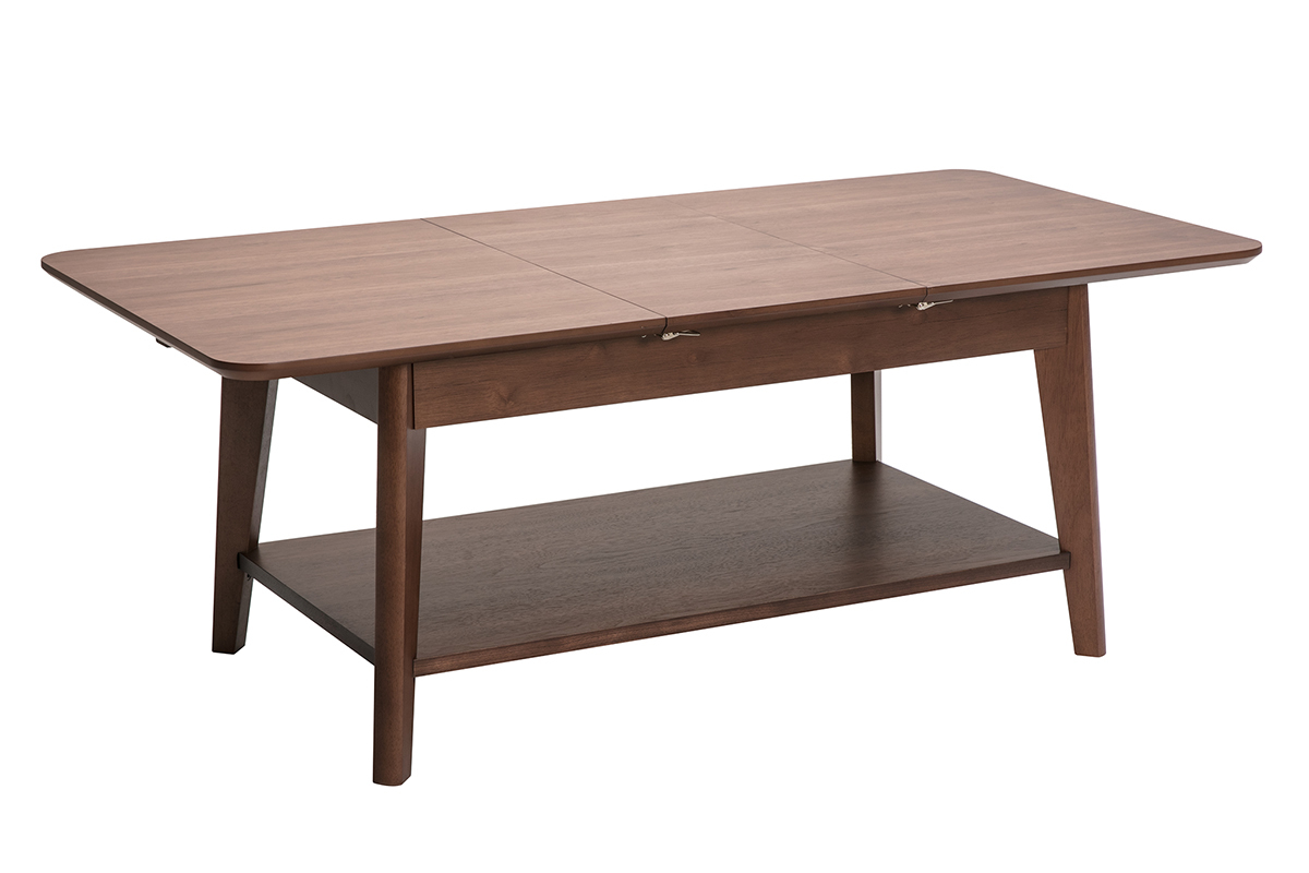 Table basse extensible rectangulaire en bois fonc� L90-120 cm VILI