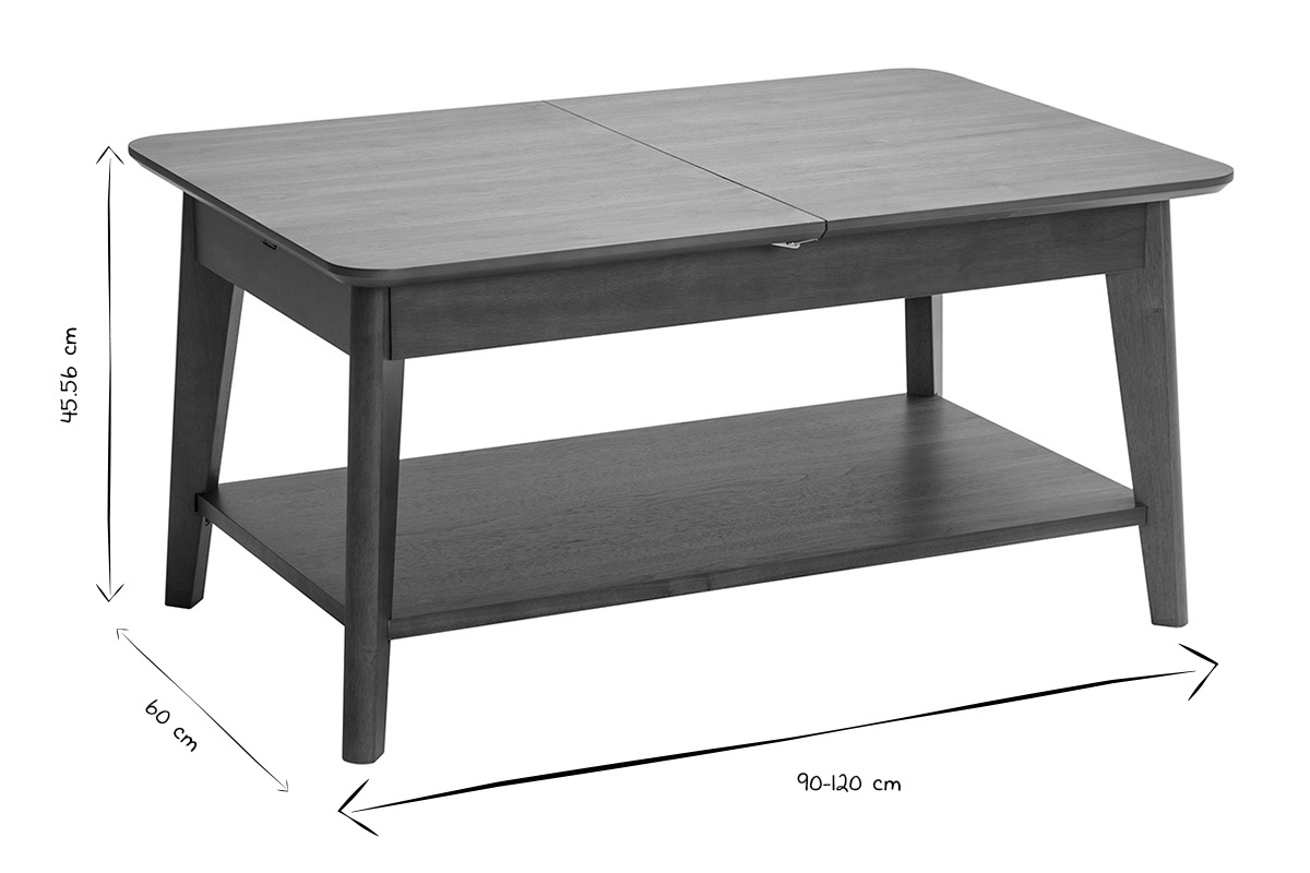 Table basse extensible rectangulaire en bois fonc� L90-120 cm VILI