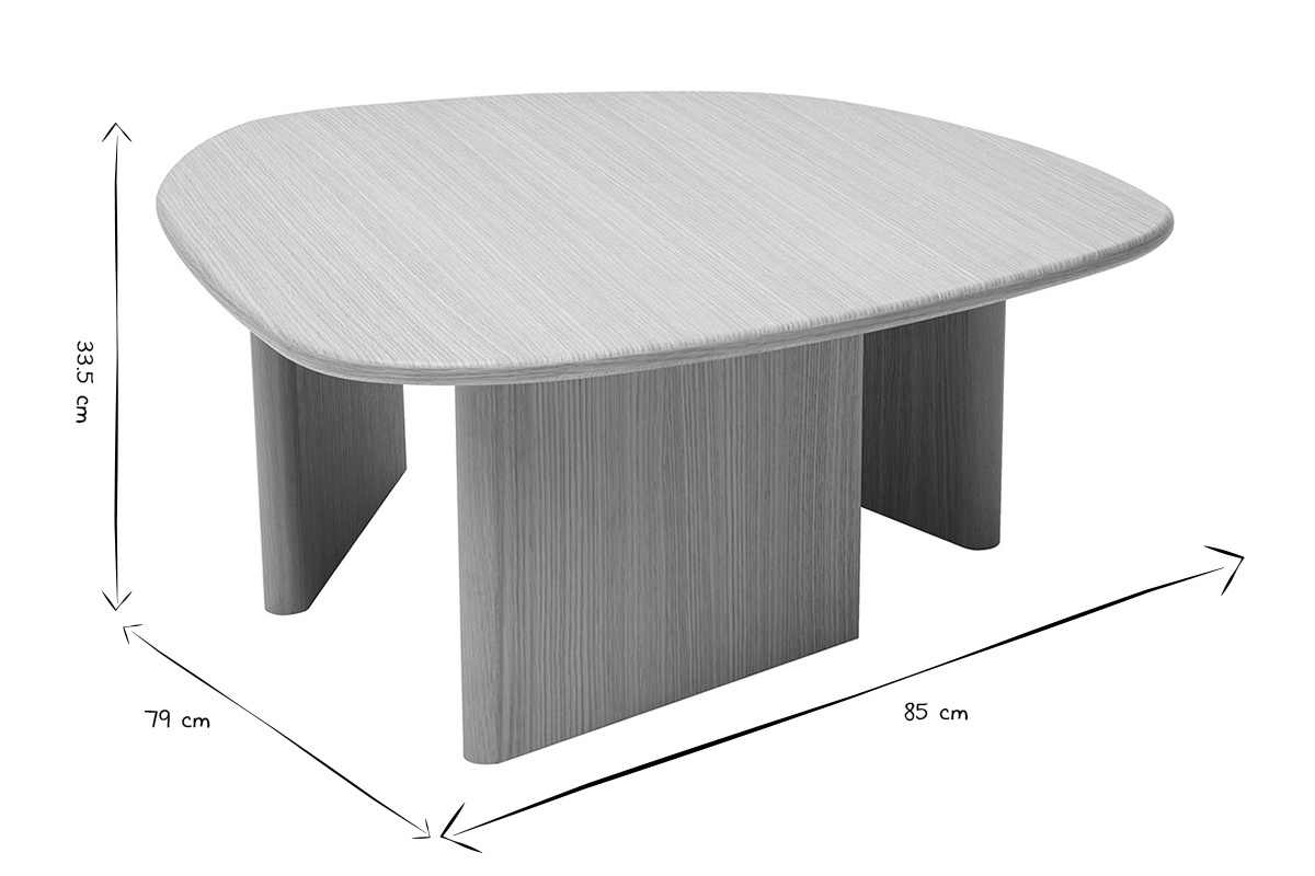 Table basse forme organique en bois clair ch�ne L85 cm ONDINE