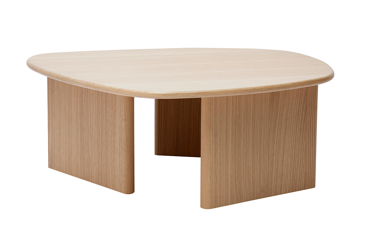 Table basse forme organique en bois clair ch�ne L85 cm ONDINE