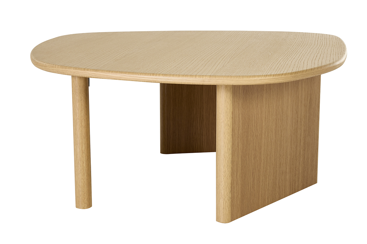 Table basse forme organique en bois clair ch�ne L85 cm ONDINE