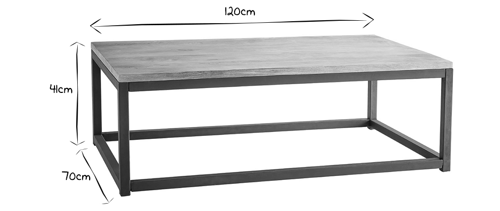 Table basse industrielle en manguier massif et métal FACTORY
