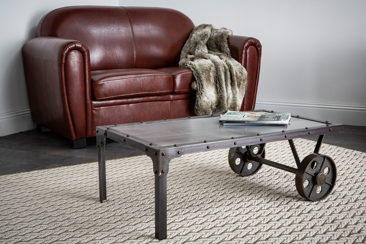 Table basse industrielle m�tal CHARIOT