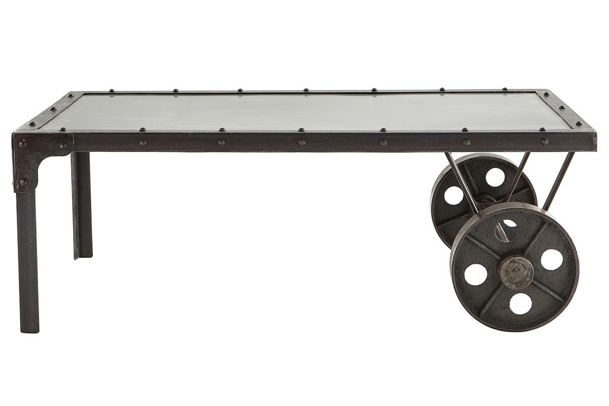 Table basse industrielle m�tal CHARIOT