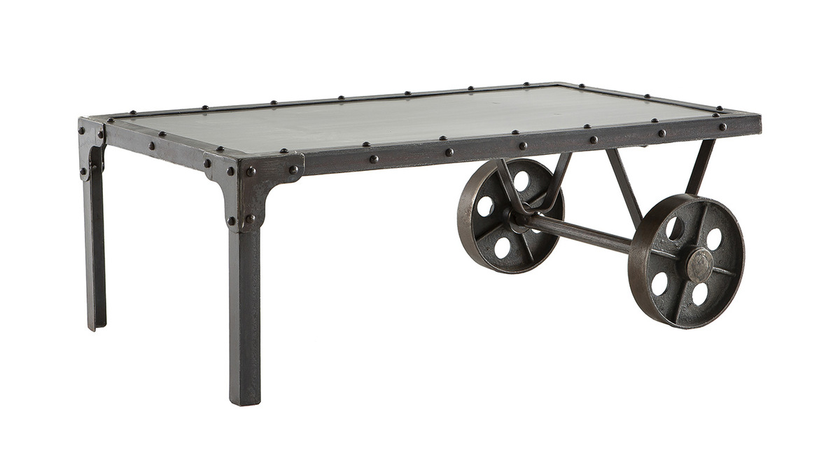 Table basse industrielle mtal CHARIOT