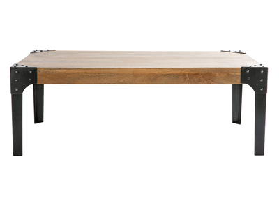 Table basse industrielle m&eacute;tal et manguier massif L120 cm MADISON