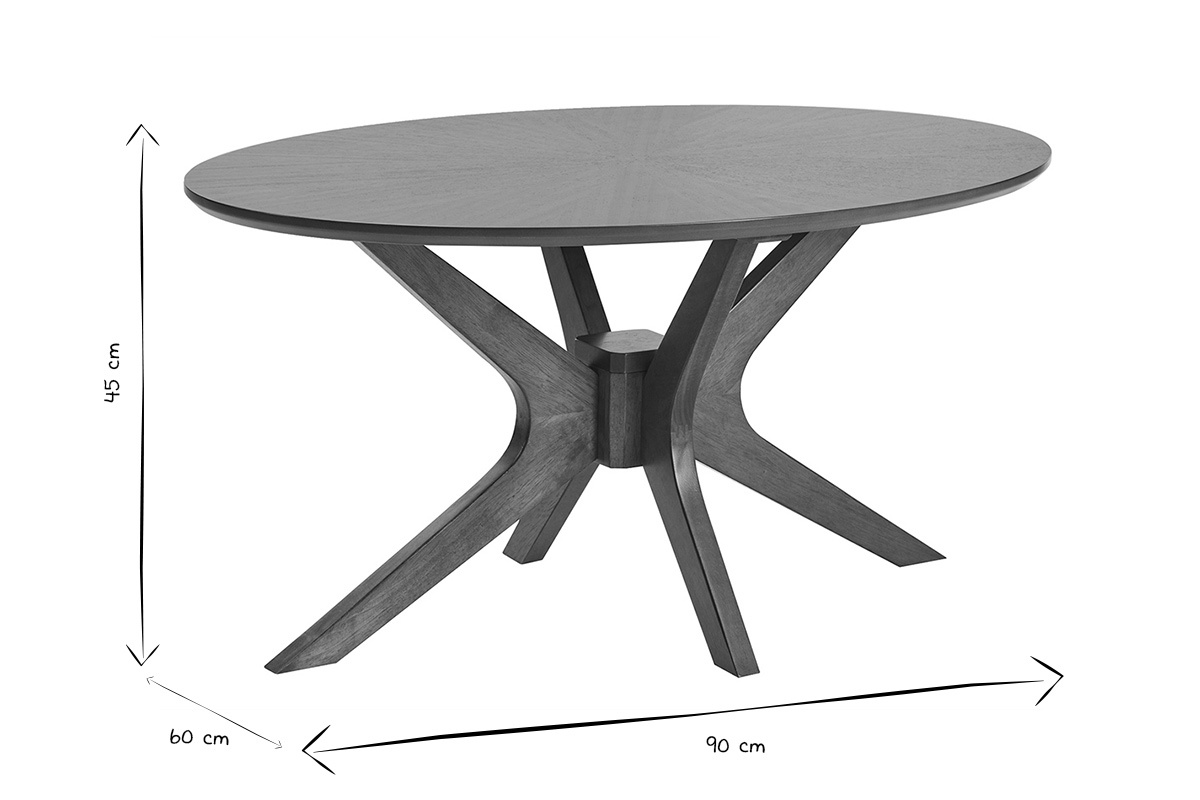 Table basse ovale bois fonc noyer L90 cm DIELLI