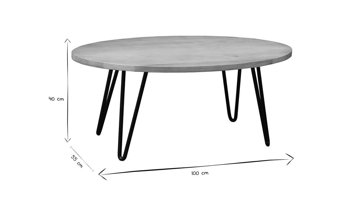 Table basse ovale bois manguier massif  L100 cm VIBES