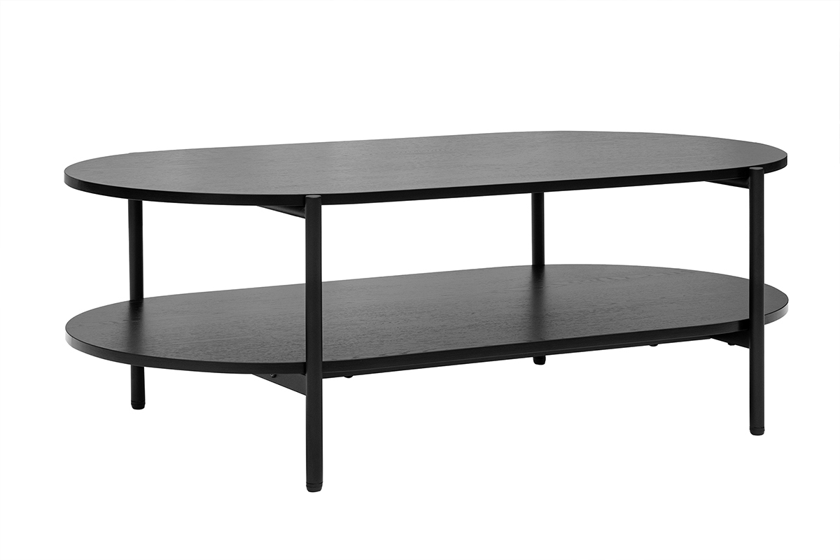Table basse ovale finition bois noir et mtal L115 cm BRUNA