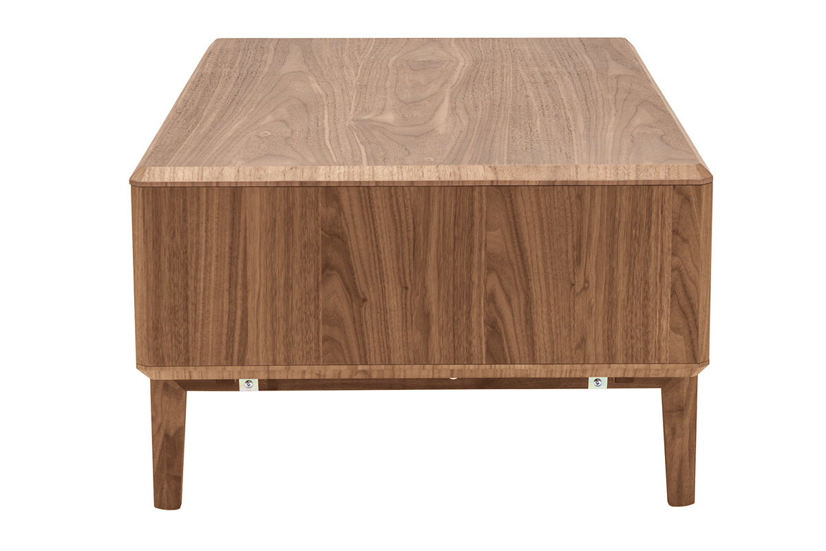 Table basse rectangulaire avec rangements 2 tiroirs bois fonc� noyer L100 cm SUVA