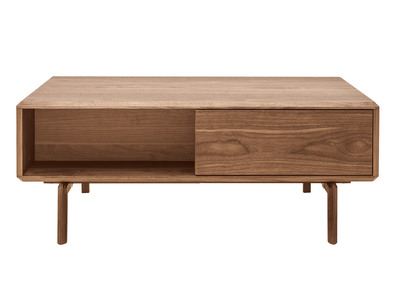 Table basse rectangulaire avec rangements 2 tiroirs bois foncé noyer L100 cm SUVA