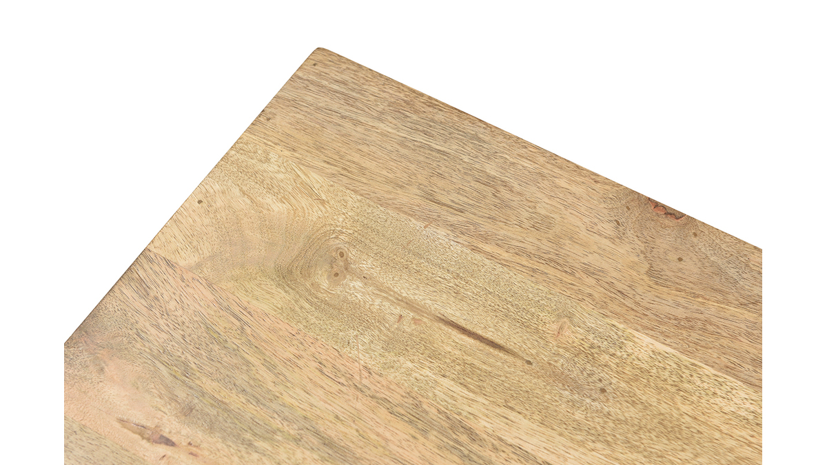 Table basse rectangulaire avec rangements bois clair manguier massif grav et laiton L100 cm ZAIKA