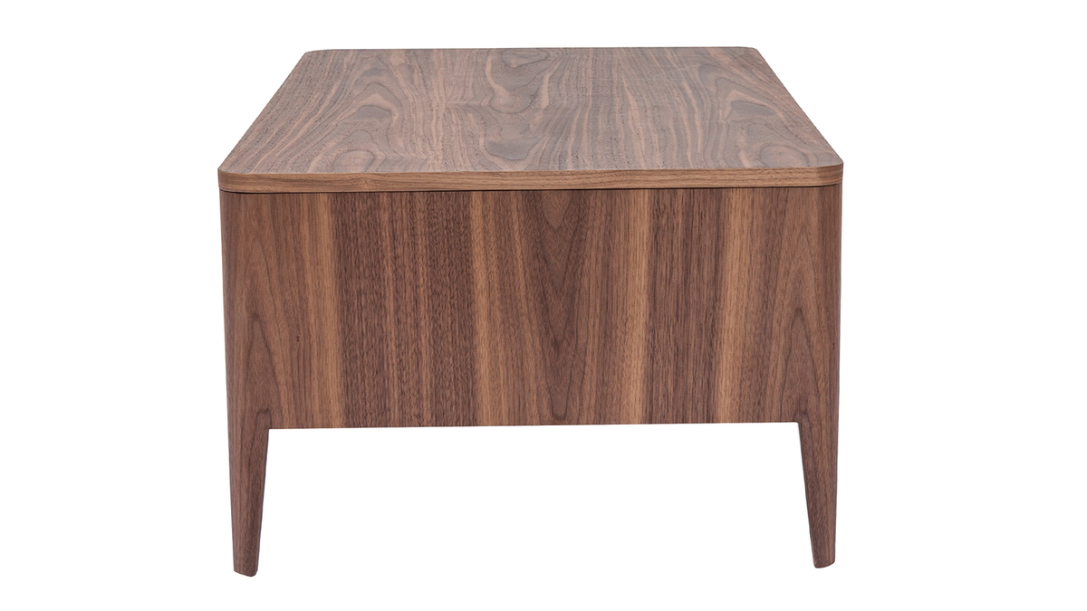 Table basse rectangulaire avec rangements bois fonc noyer L100 cm BENJA