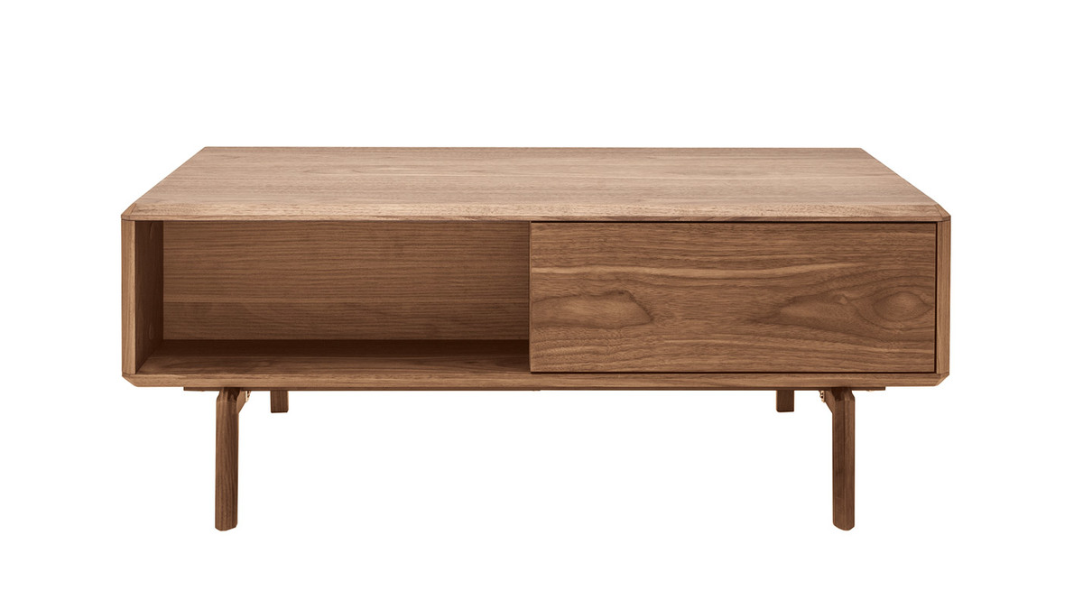 Table basse rectangulaire avec rangements bois fonc noyer L100 cm SUVA