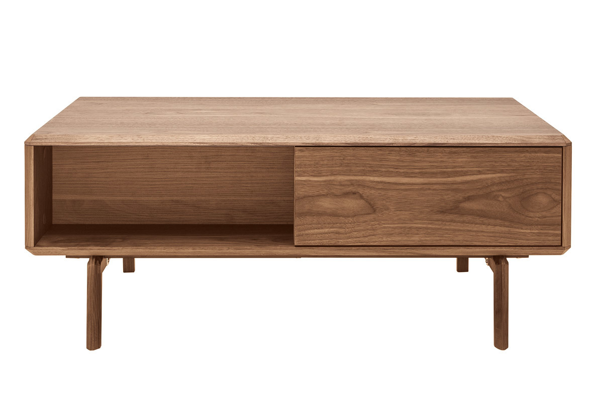 Table basse rectangulaire avec rangements bois fonc noyer L100 cm SUVA