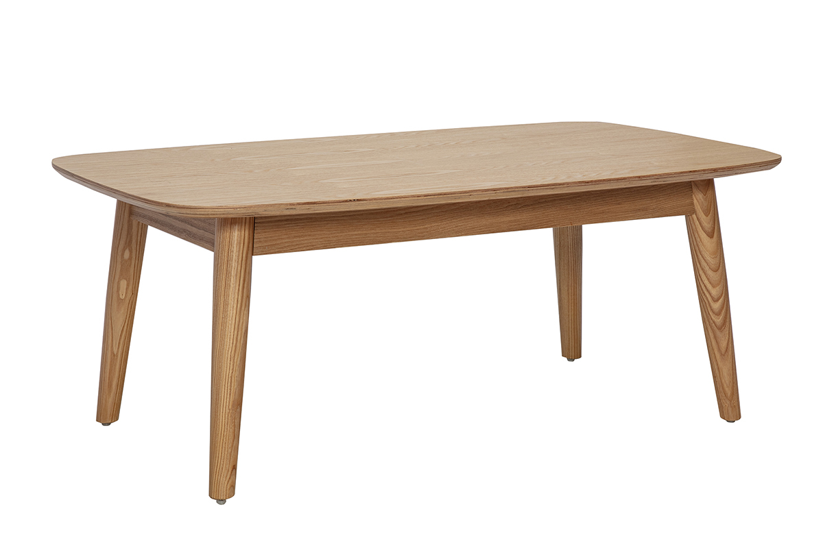 Table basse rectangulaire bois clair fr�ne L100 cm NORDECO